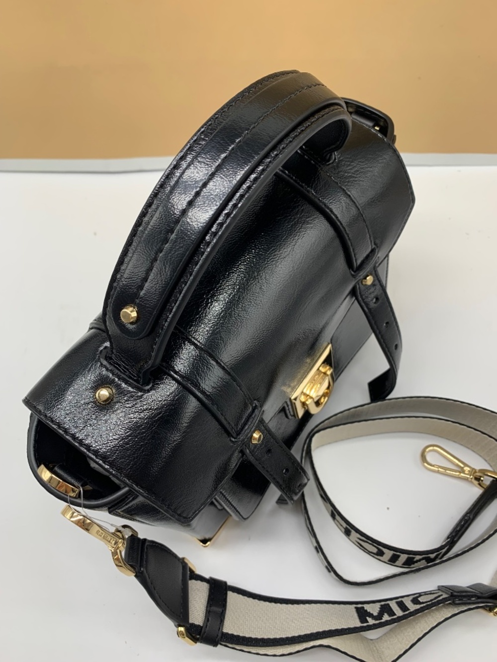 Michael kors Manhattan Medium Patent Faux Leather Satchel Black - Picture 7 of 15